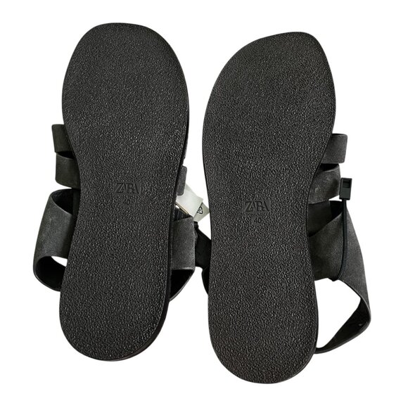 ZARA Suede Fisherman Sandals Gray Size 9 Leather Buckle Strap Flat NWT - Picture 7 of 7